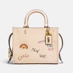 COACH Rogue 25 Embroidery in Ivory with LOVE charm